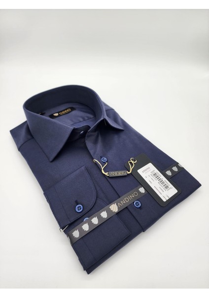 Regular Lacivert Düz Erkek Gömlek Likralı Esnek Kumaş AR052012-22 fiyatları