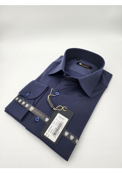 Regular Lacivert Düz Erkek Gömlek Likralı Esnek Kumaş AR052012-22 modelleri