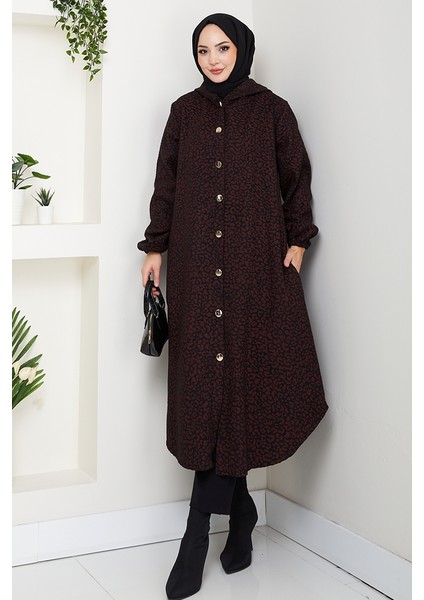 Dilra Kapüşonlu Kaşe Kap 1632 - Bordo