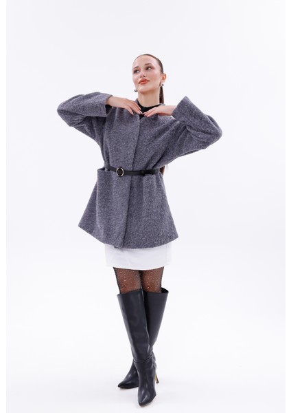 Sıcak Tutan Kadın Kaşe Kaban Astarlı-Kemerli-Çıtçıtlı fırsatları