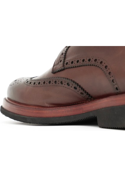 Hakiki Deri Kahverengi Oxford Erkek Ayakkabı Bağcıklı Eva Taban - 3523