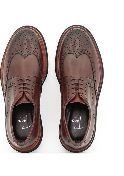 Hakiki Deri Kahverengi Oxford Erkek Ayakkabı Bağcıklı Eva Taban - 3523