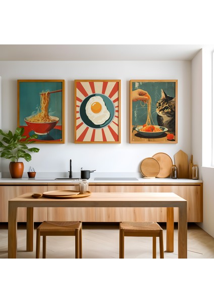 Ahşap Çerçeveli 3'lü Poster Tablo Seti | Modern Stil Minimal Duvar Dekoru