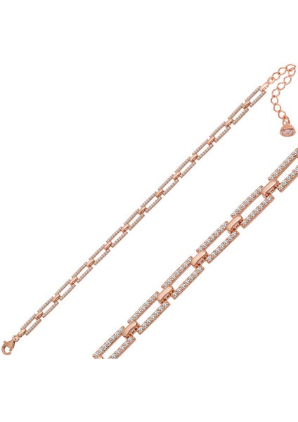 925 Ayar Gümüş Rose Kare Taşlı Kadın Bileklik T6960 (802802) fiyatları