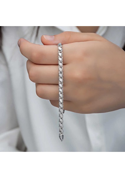 925 Ayar Gümüş Pullu Zincir Kadın Bileklik T8276 (802802)