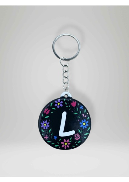 L Harf Kişiye Özel Harfli Çiçek Desenli Plastik Anahtarlık Şişe Açacağı Hem Şık Hem Kullanışlı Hediye Seçeneği