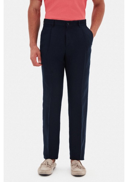 Ds Damat Regular Fit Lacivert Düz Kumaş Pantolon