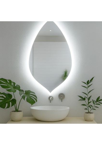 Natura LED Ayna – Damla Formlu Modern Duvar Aynası