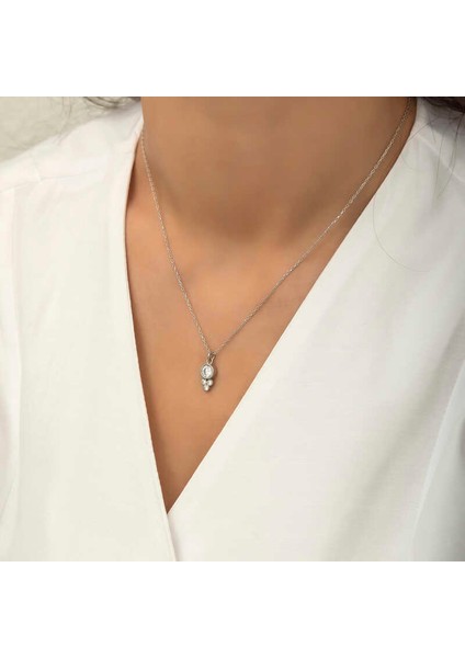 925 Ayar Gümüş Çiğ Damlası Yuvarlak Tektaş Bayan Gümüş Kolye T5973 (802802) fiyatları