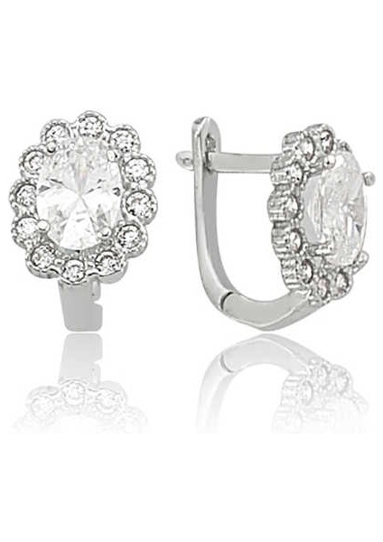 925 Ayar Gümüş Oval Taşlı Çiçek Küpe EA0710030 (802802) fiyatları