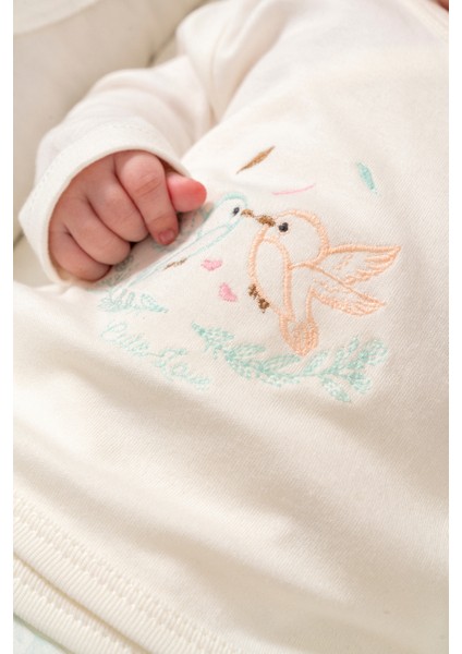 %100 Organik Pamuk Nakış Baskı Kuş Desen 5 Parça Bebek Hastane Çıkış Seti fiyatları