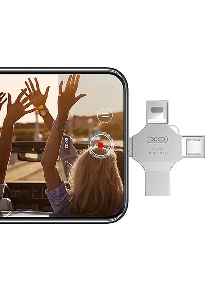 4'ü 1 Arada Otg Flash Bellek, USB 2.0/type-C/lightning/micro Usb, 15-30MB/S Okuma, Çinko Alaşım, Su Geçirmez, Tablet, Telefon, Pc Ile Uyumlu (128, Gb) modelleri