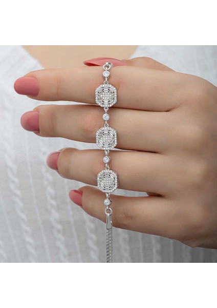 925 Ayar Gümüş Baget Kadın Bileklik T8494 (802802)