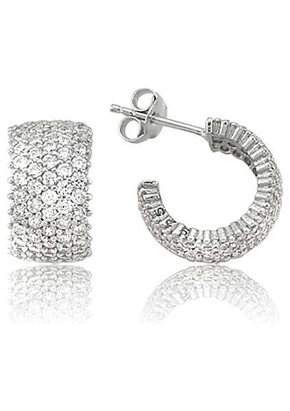 925 Ayar Gümüş Beş Sıralı Beyaz Tamtur Küpe EA0710016 (802802) fiyatları