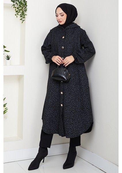 Dilra Kapüşonlu Kaşe Kap 1632 - Antrasit