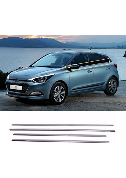 Hyundai I20 Krom Cam Çıtası 2015-2020 (4 Parça)
