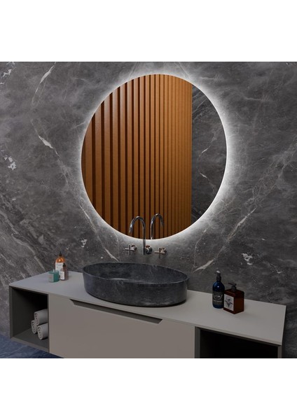 Lunaris LED Ayna – Yuvarlak Mermer Duvar Aynası indirimleri