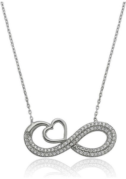 925 Ayar Gümüş Kalpli Sonsuzluk Kadın Gümüş Kolye PT2610090 (802802)