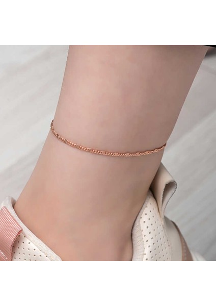 925 Ayar Gümüş Rose Kalemli Halhal T8109 (802802)