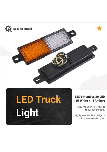 2pcs 12V 30 LED araba kamyonu boğa çubuğu ışık bullbar ön tampon ışık ön gösterge lambası sinyal ampul römork (Yurt Dışından)