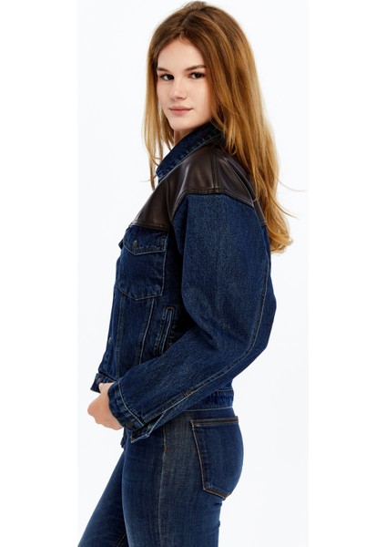 Kadın Standart Kot Ceket Deri Niş Özgün Tasarım Günlük Sokak Sitili Model Bomber Mont Kolej Ceket indirimleri