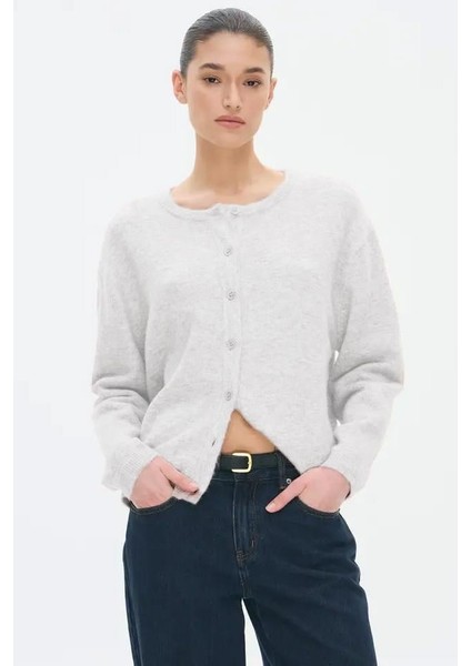 Ekru Rahat Kalıp Düğmeli Triko Kadın Hırka MG2552 indirimleri