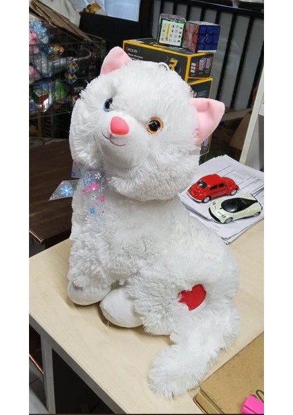 Peluş Sesli Beyaz Miyavlayan Van Kedisi 33 cm Kedi fırsatları