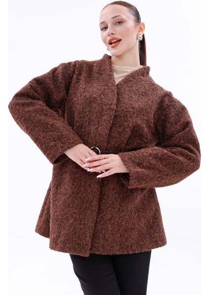 Sıcak Tutan Kadın Kaşe Kaban Astarlı-Kemerli-Çıtçıtlı fırsatları