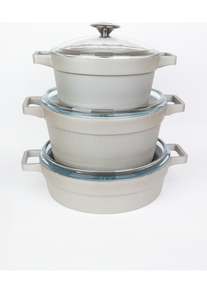 Masterchef Döküm 7 Parça Set Çizgili Tencere modelleri