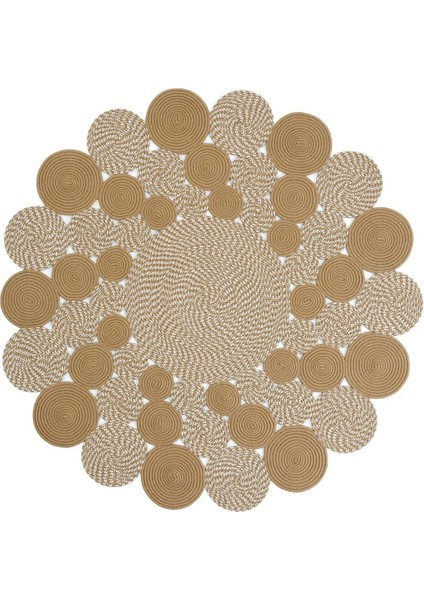 Leo Trio Yuvarlak Jüt Hasır Kilim –doğal, El Işçiliği Dekoratif Halı Modeli Sofistike ve Şık Tasarım indirimleri