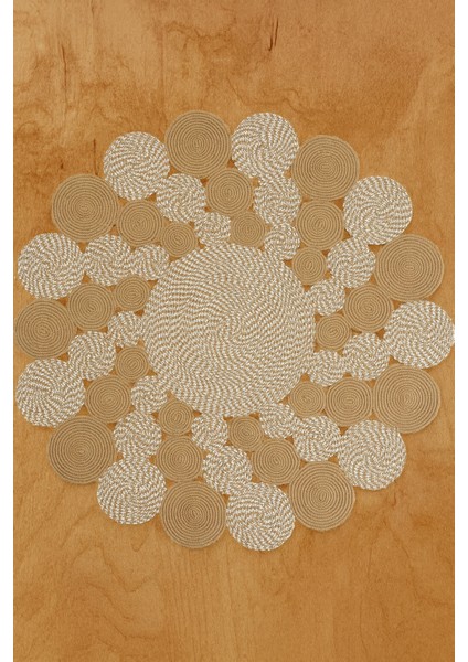 Leo Trio Yuvarlak Jüt Hasır Kilim –doğal, El Işçiliği Dekoratif Halı Modeli Sofistike ve Şık Tasarım