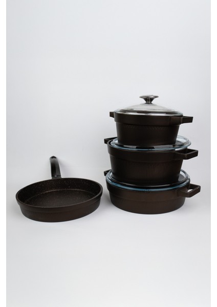 Masterchef Döküm 7 Parça Set Çizgili Tencere indirimleri