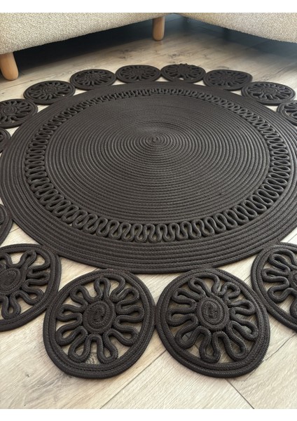 Manolya El Yapımı Halat Kilim – Yuvarlak Formlu Dekoratif Tasarım, El Işçiliği Kilim fiyatları