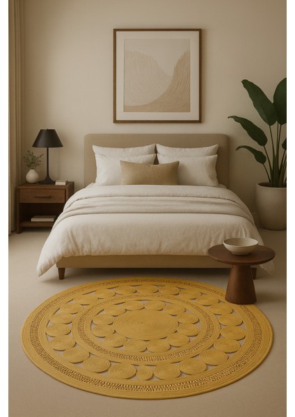 Double Dsy El Işçiliği Özel Tasarım Yuvarlak Hasır Kilim – Zamansız ve Prestijli Dekor Halı Kilim indirimleri