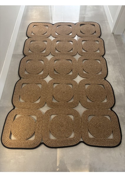 Lavande Hasır Halat Kilim – El Işçiliğiyle Üretilmiş Kare Formlu Dekoratif Model