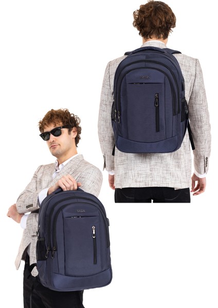 Okul ve Günlük Erkek Sırt Çantası USB Type-C Aparat Ortopedik Sırt ve Omuz Askısı 14-15,6 Inç