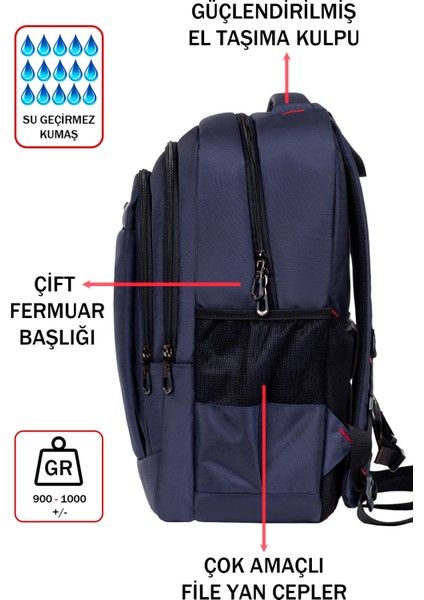 Okul ve Günlük Erkek Sırt Çantası USB Type-C Aparat Ortopedik Sırt ve Omuz Askısı 14-15,6 Inç fırsatları