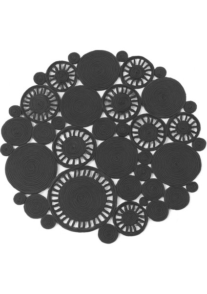 Harmony Jüt Doğal Hasır Kilim Bej Geometrik Bohem Yuvarlak El Örmesi Halı