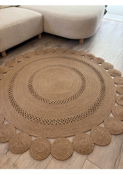 Girasole Jüt Halatlı Yuvarlak Hasır Kilim – Doğal El Dokuması Dekoratif Model indirimleri
