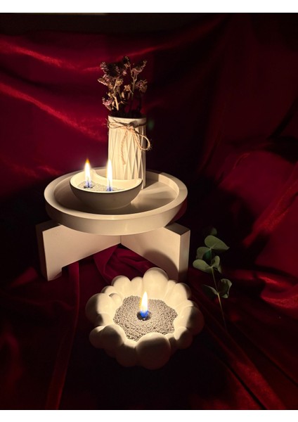 Modern Dekoratif Set - Vazo,2'li Mumluk ve Stand (Mum Dahil) fiyatları