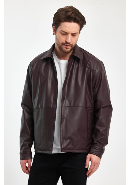 Erkek Deri Gömlek Çıt Çıt Kapamalı Su Geçirmez 2 Yan Cep Günlük Deri Gömlek Ceket fiyatları