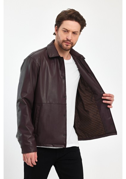 Erkek Deri Gömlek Çıt Çıt Kapamalı Su Geçirmez 2 Yan Cep Günlük Deri Gömlek Ceket fırsatları