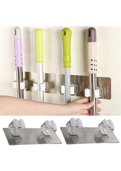 Pratik Organizer 4lü Yapışkanlı Fırça Paspas Mop Fırça Sabitleyici Ergonomik Alet Aparatı modelleri