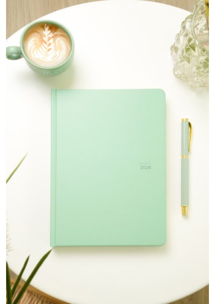 Youna 2026 Yılı A5 Ajanda 15X21 cm - 12 Aylık - Dikey Tasarım – Yeşil