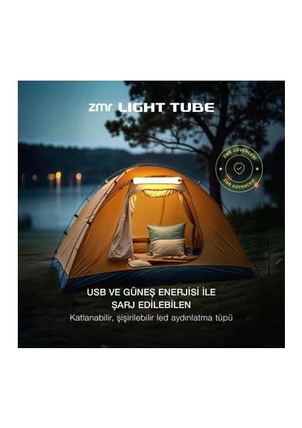 Light Tube LED Güneş Enerjili Şişirilebilir Tüp Işık 4000MAH Outdoor 24 Saat Kamp & Acil Durum Işığı