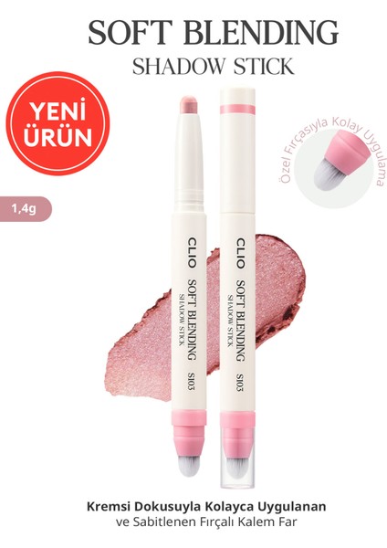 Kremsi, Kolayca Uygulanan ve Sabitlenen Fırçalı Kalem Far Clıo Soft Blending Shadow Stick (S103)