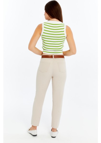 Kadın Yüksek Bel Dar Paça Krem Pantolon – Günlük & Şık Kombinler Için indirimleri