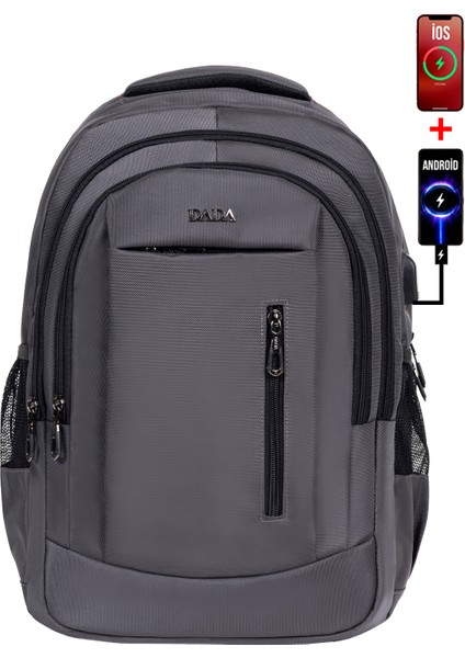 Okul ve Günlük Gri Erkek Sırt Çantası USB Type-C Aparat Ortopedik Sırt ve Omuz Askısı 14-15,6 Inç fiyatları
