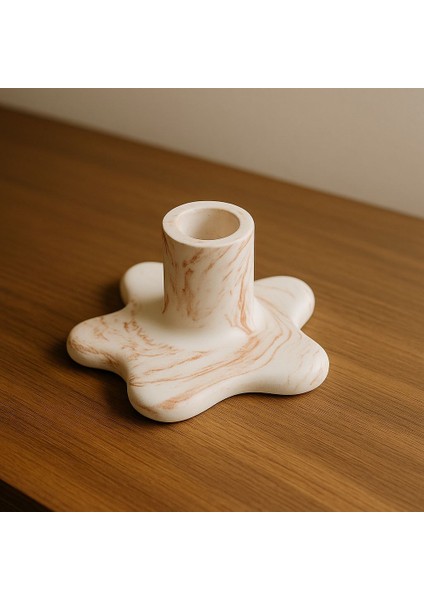 Mermer Desen Şamdan Mumluk