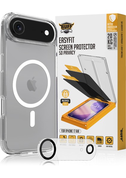 Buff iPhone Air Avantaj Paket - Magsafe Kılıf + Ekran Koruyucu + Lens Koruyucu Privacy